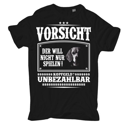 Herren shirt beagle vorsicht - t-shirt,