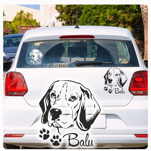 Beagle name auto aufkleber - name,