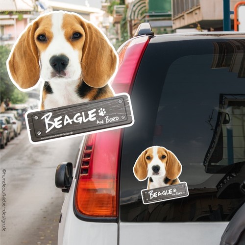 Beagle bord autoaufkleber - beagle, an